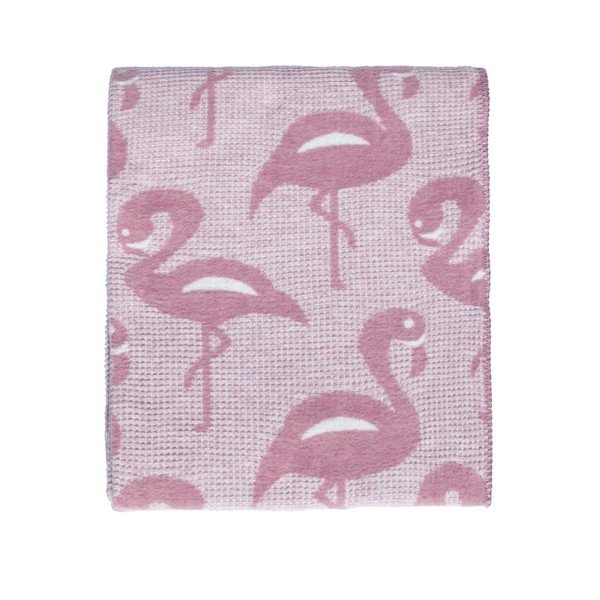 Ružová prikrývka s prímesou bavlny Flamingo, 180 × 220 cm-image-1