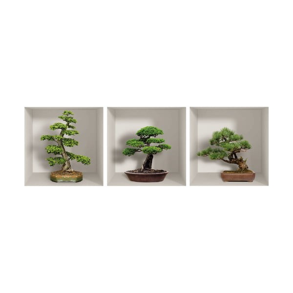 Sada 3 3D samolepiek na stenu Ambiance Bonzais-image-2