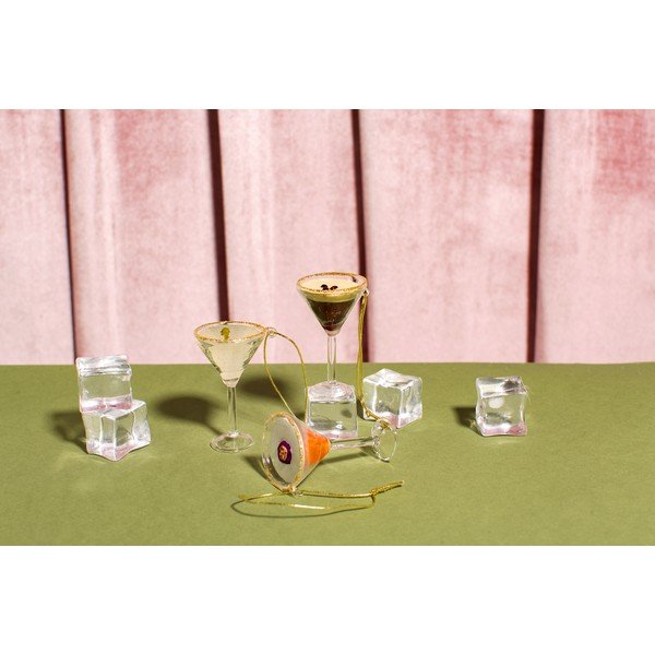 Sklenené vianočné ozdoby v súprave 3 ks 15,5 cm Martini Cocktail – Sass & Belle-image-3