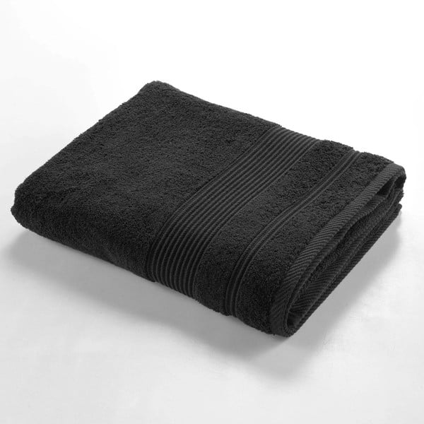 Čierna froté bavlnená osuška 90x150 cm Tendresse – douceur d'intérieur