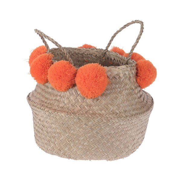 Pletený košík Orange Pom Pom-image-1