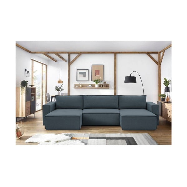 Tmavomodrá rohová pohovka do "U" Nihad - Bobochic Paris-image-1