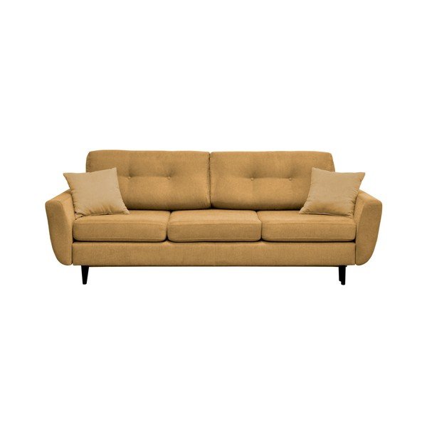 Žltá trojmiestna rozkladacia pohovka s čiernymi nohami Mazzini Sofas Jasmin-image-3