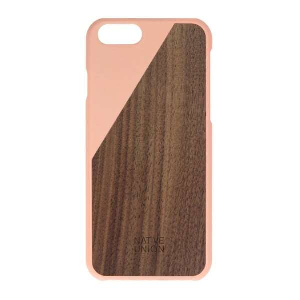 Svetloružový obal na mobilný telefón s dreveným detailom pre iPhone 6 a 6S Native Union Clic Wooden Light