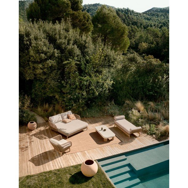 Béžové kovové/polstrované záhradné kreslo Catalina – Kave Home-image-2