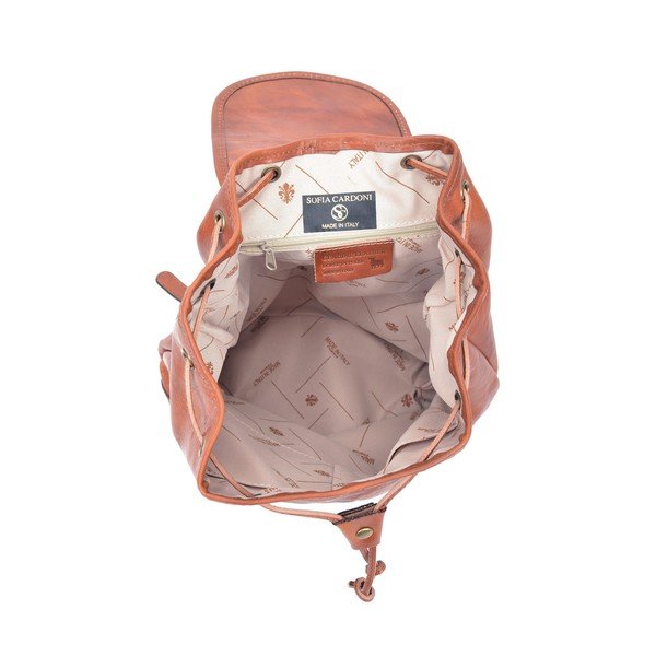 Koňakovohnedý kožený batoh Sofia Cardoni Cindy-image-3