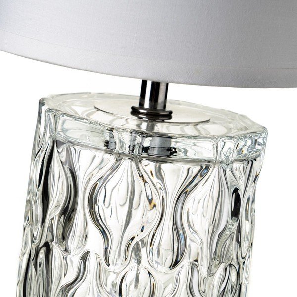 Sklenená stolová lampa s textilným tienidlom (výška 29 cm) – Casa Selección-image-3