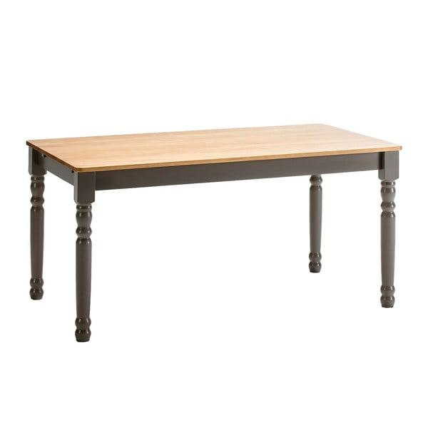 Sivý jedálenský stôl z masívneho borovicového dreva Marckeric Iryna, 150 × 85 cm