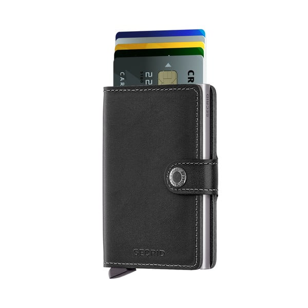 Čierna kožená peňaženka s puzdrom na karty Secrid Classic