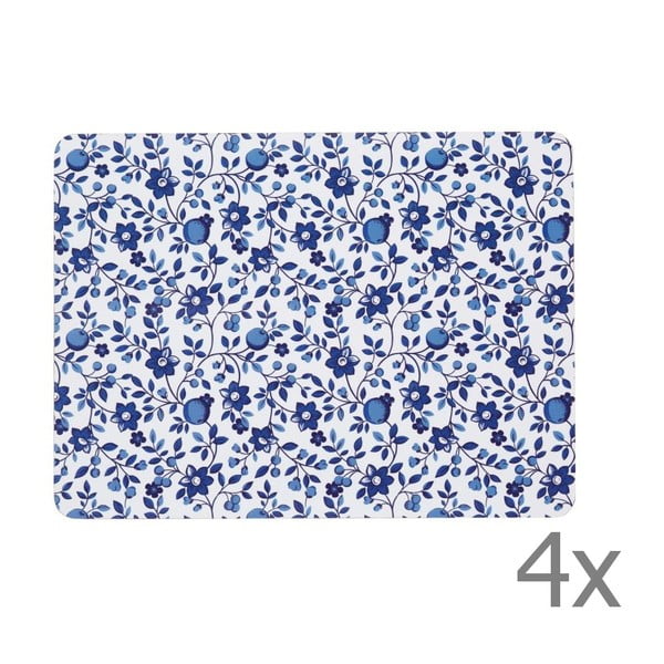 Sada 4 prestieraní Kitchen Craft Blue Flower, 21 x 29 cm