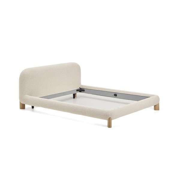 Béžová čalúnená dvojlôžková posteľ bez roštu 180x200 cm Odina – Kave Home-image-2