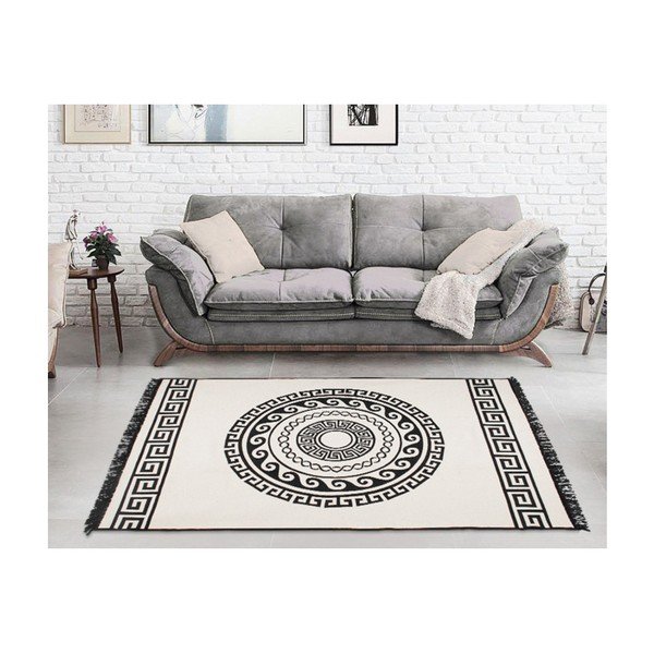 Béžovo-čierny obojstranný koberec Mandala, 120 × 180 cm-image-4