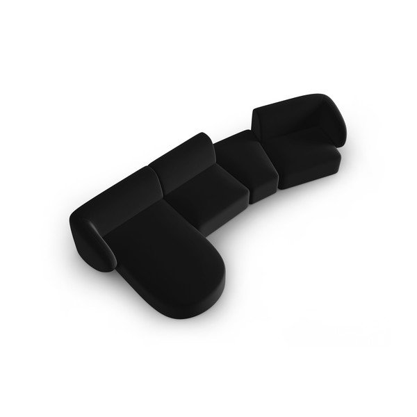 Čierna zamatová rohová pohovka (ľavý roh/s leňoškou) Paolo – Milo Casa-image-1