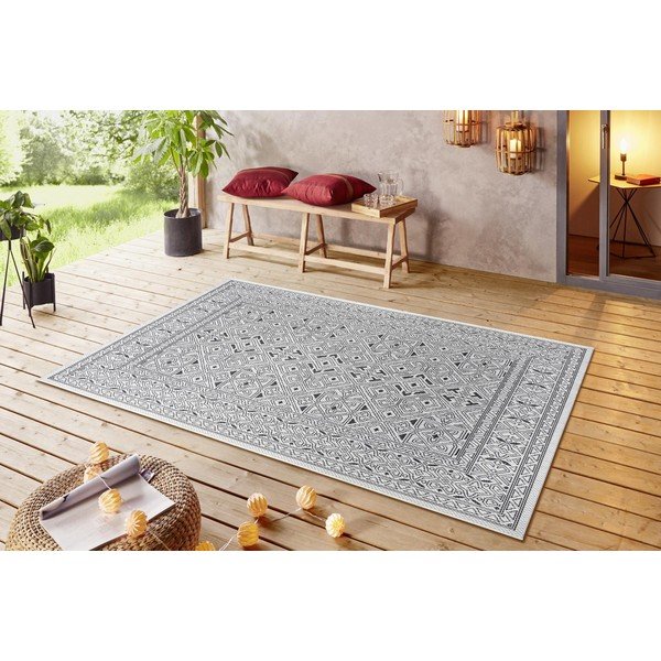 Čierno-béžový vonkajší koberec NORTHRUGS Cuadrado, 140 x 200 cm-image-1