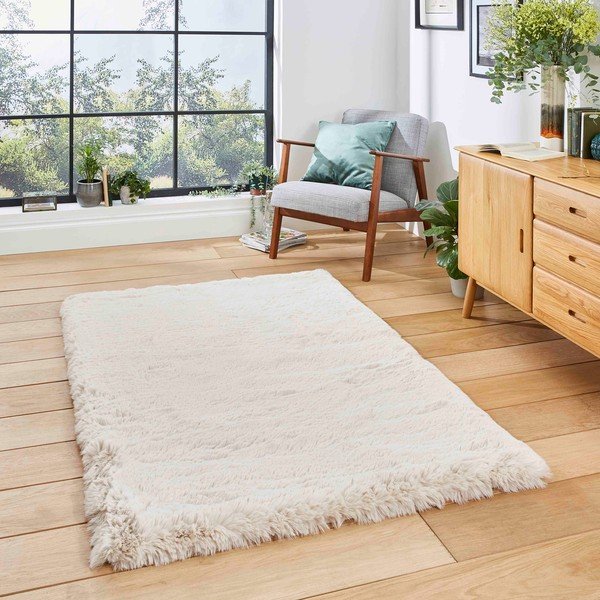 Krémovobiely koberec 80x150 cm Super Teddy – Think Rugs-image-1