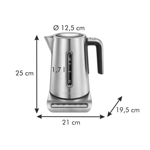 Rýchlovarná kanvica z nerezovej ocele v striebornej farbe 1.7 l President – Tescoma-image-3