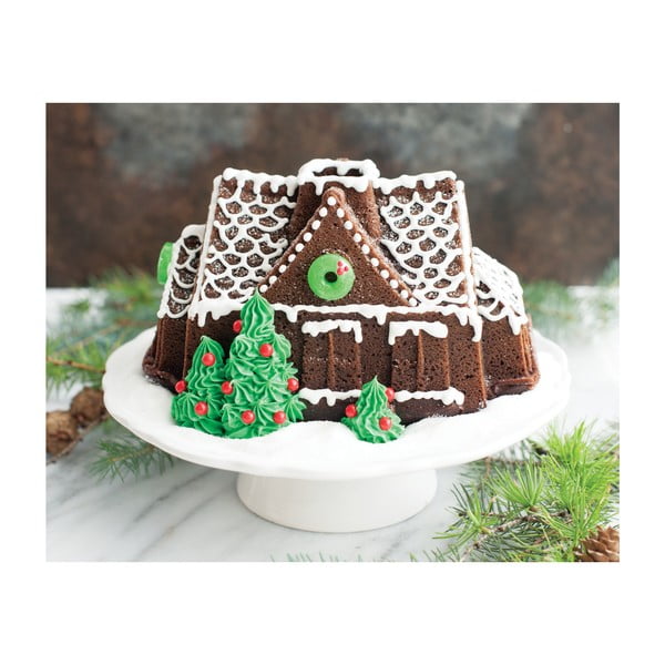 Forma na bábovku v striebornej farbe Nordic Ware Gingerbread House, 2,1 l-image-3