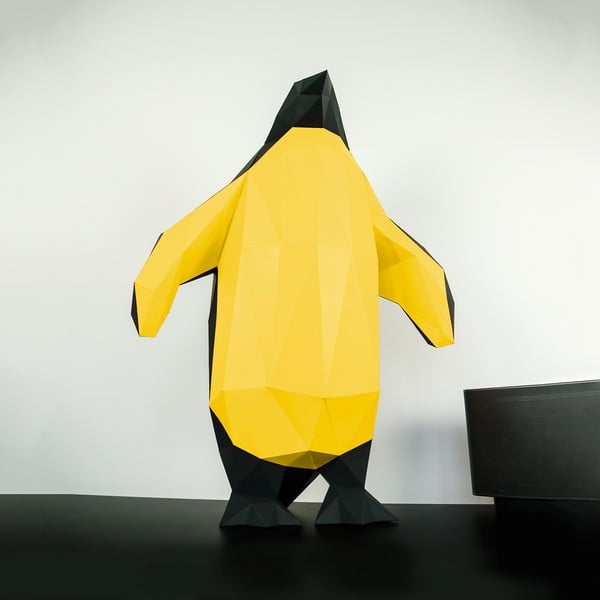 Papierová socha Tučniak, čierno-zlatý