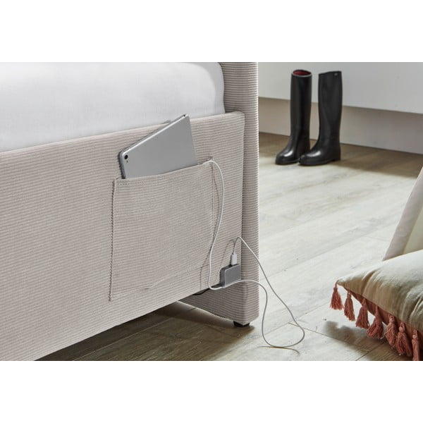 Béžová čalúnená rohová detská posteľ bez roštu 120x200 cm Cool – Meise Möbel-image-4