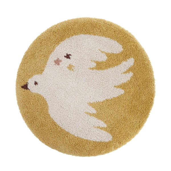 Okrovožltý detský koberec ø120 cm Bohemian Bird Miel – Nattiot