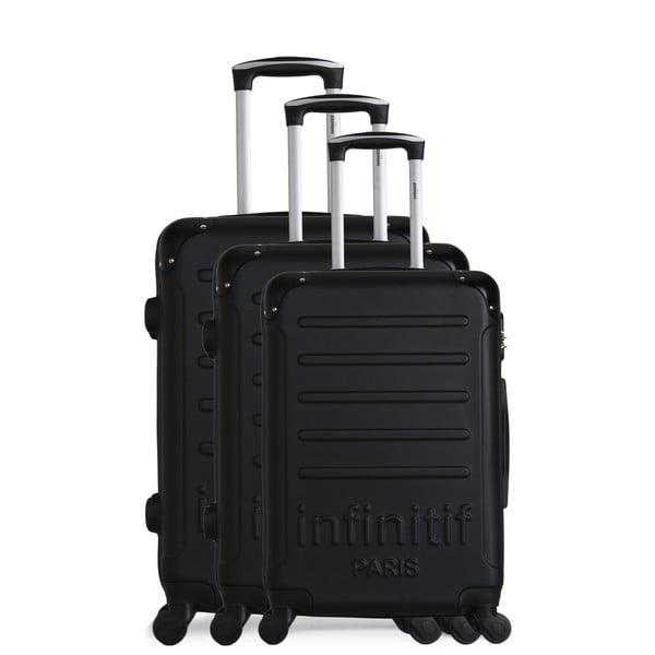 Sada 3 čiernych cestovných kufrov na kolieskach Infinitif Horten-A