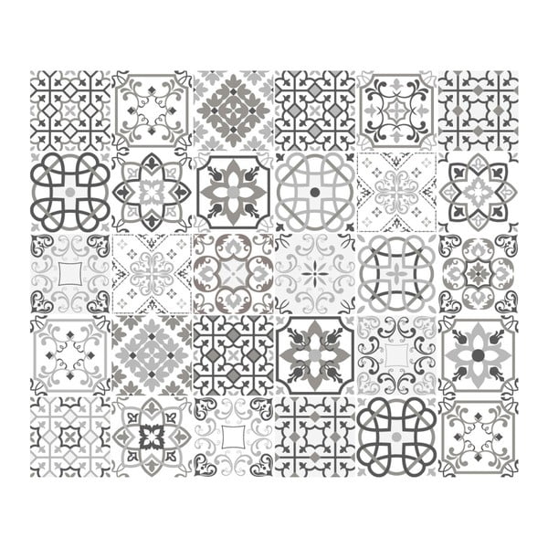 Sada 30 nástenných samolepiek Ambiance Cement Tiles Shade of Gray Bari, 10 × 10 cm-image-1