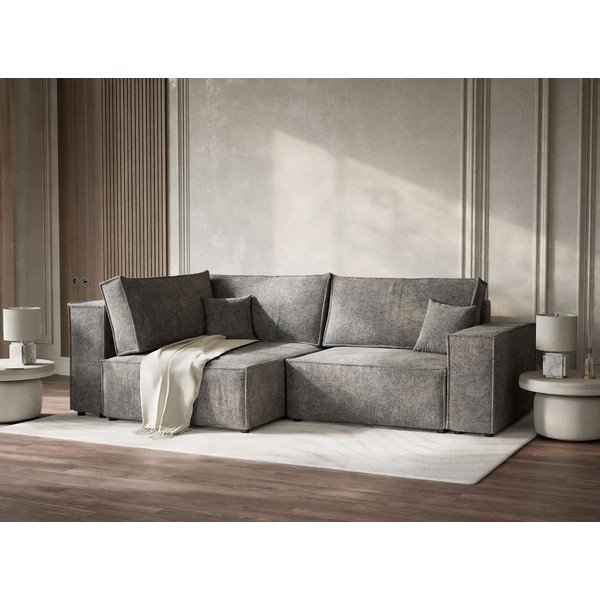 Sivá ženilková rozkladacia/s úložným priestorom rohová pohovka (ľavý roh/do L) Tonga – Maison de Rêve-image-4