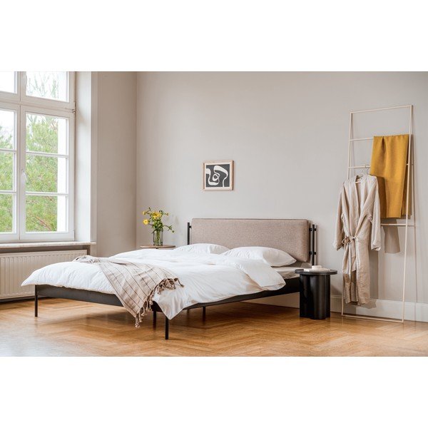 Čierna oceľová čalúnená dvojlôžková posteľ s roštom 180x200 cm Eton Basic – noo.ma-image-1