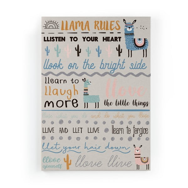 Plátno Little Nice Things Llama Rules, 70 x 50 cm