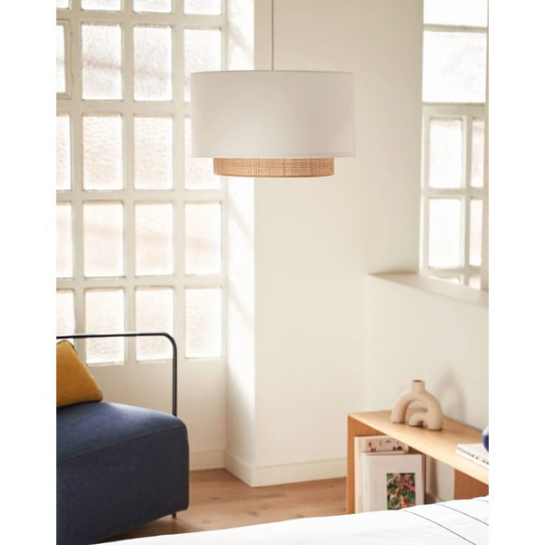 Látkové tienidlo v bielo-prírodnej farbe ø 40 cm Erna – Kave Home-image-2