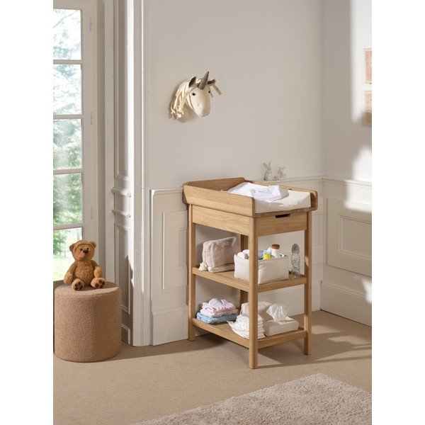 Prebaľovací pult z dubového dreva s prebaľovacím pultom v prírodnej farbe Forrest – Vipack-image-1