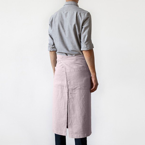 Svetloružová ľanová zástera Linen Tales Garcon, dĺžka 76 cm-image-1