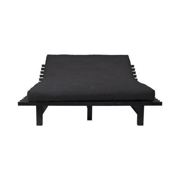 Dvojlôžková posteľ z borovicového dreva s matracom Karup Design Blues Double Latex Black/Black, 140 × 200 cm-image-1