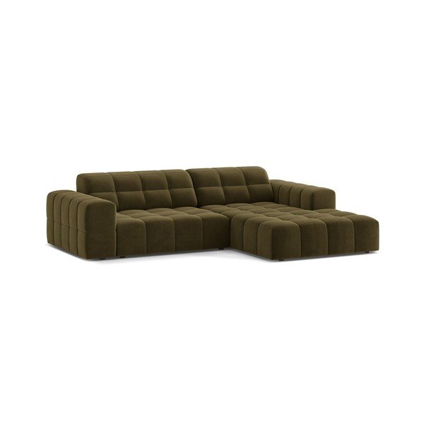 Khaki zamatová rohová pohovka (pravý roh/s leňoškou) Chicago – Cosmopolitan Design-image-1