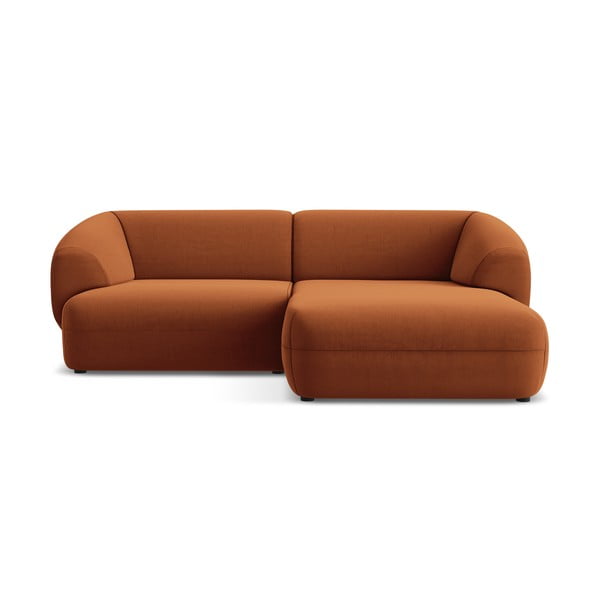 Oranžová zamatová rohová pohovka (pravý roh) Moana – Makamii