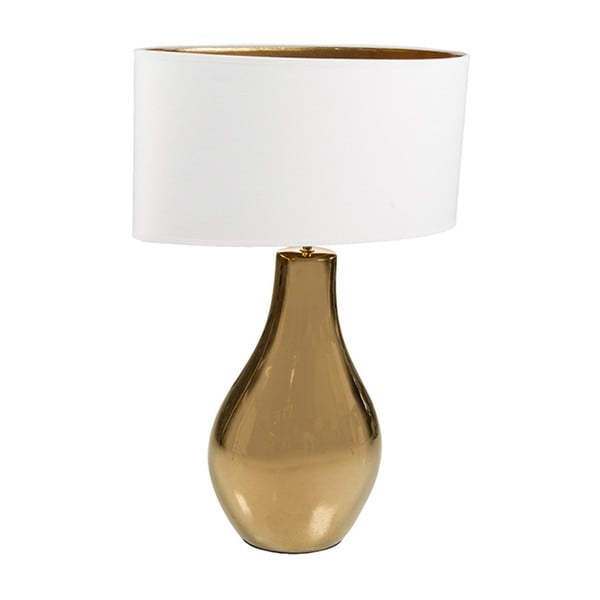 Biela stolová lampa so základňou v zlatej farbe Santiago Pons Pam Ceri