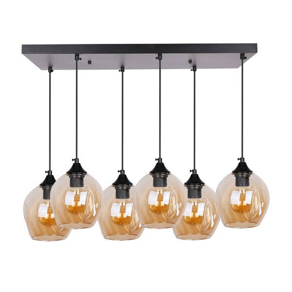 Čierne závesné svietidlo so skleneným tienidlom 33x67 cm Aspa - Candellux Lighting