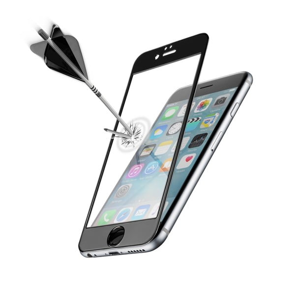 Čierne ochranné tvrdené sklo pre celý displej CellularLine CAPSULE pre  Apple iPhone 6/6S