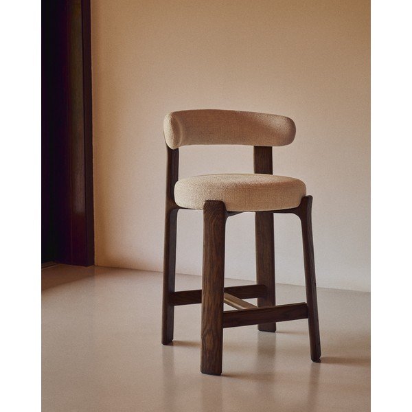 Béžová/v tmavo prírodnej farbe barová stolička z jaseňového dreva (výška sedadla 65 cm) Granite – Kave Home-image-1