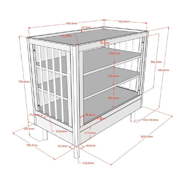 Detská komoda z dubového dreva s prebaľovacím pultom v prírodnej farbe 100x95x55 cm Forrest – Vipack-image-4