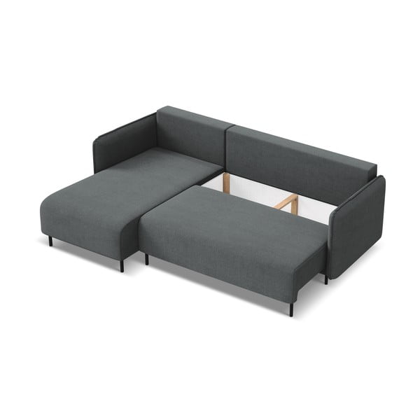 Tmavosivá rozkladacia/s úložným priestorom rohová pohovka (ľavý roh) Luana – Makamii-image-4