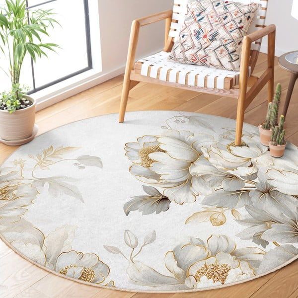 Prateľný okrúhly koberec vo svetlosivej a béžovej farbe ø 150 cm Soft and Gentle – Mila Home-image-2