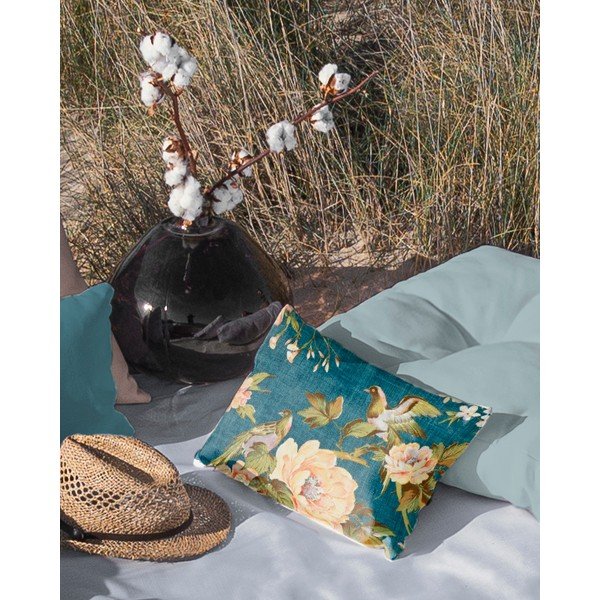 Petrolejovomodrý vankúš Tierra Bella Birds, 50 x 35 cm-image-1