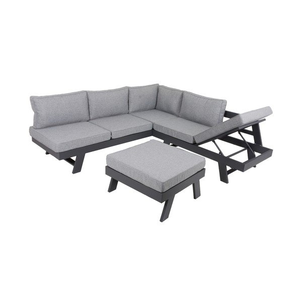 Sivá hliníková záhradná lounge súprava pre 4 osoby Donna – Garden Pleasure-image-4
