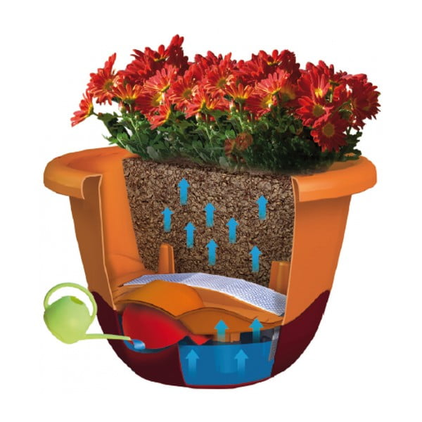 Sivý samozavlažovací kvetináč vhodný na zavesenie Plastia Mareta, dĺžka 30 cm-image-2