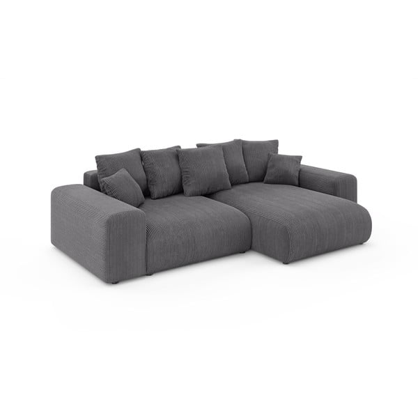 Sivá menčestrová rozkladacia rohová pohovka s úložným priestorom (variabilný roh) Luma – Ropez-image-2