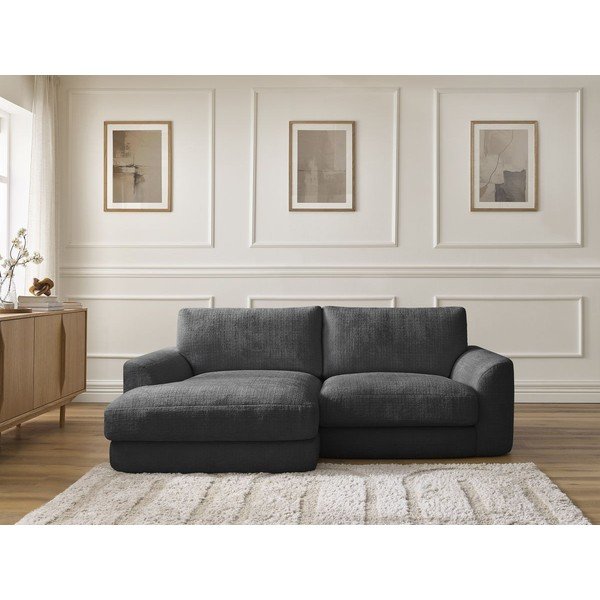 Čierna ženilková rohová pohovka (ľavý roh/s leňoškou) Leonore – Bobochic Paris-image-1