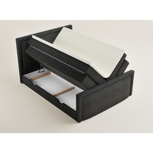 Antracitová boxspring posteľ s úložným priestorom 200x200 cm Fresco – Maison de Rêve-image-1