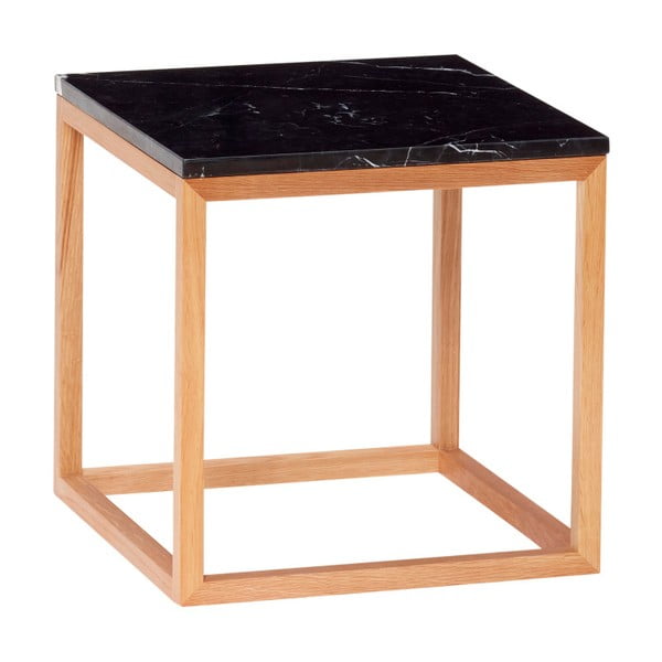 Dubový odkladací stolík s čiernou mramorovou doskou Hübsch Gedda