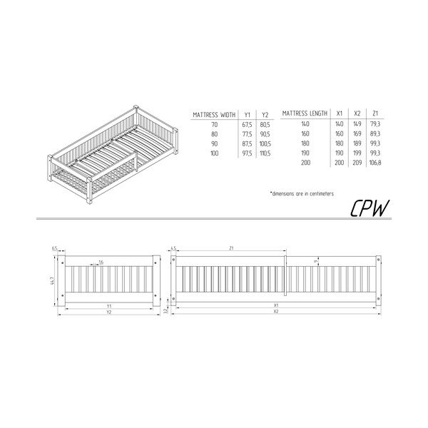 Detská posteľ z borovicového dreva v prírodnej farbe 80x200 cm Mila CPW – Adeko-image-3